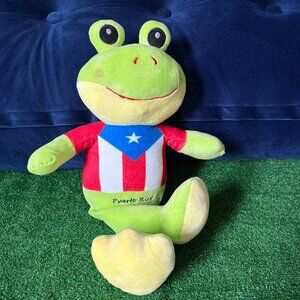 Puerto Rico Coquí Frog Plush 21" Soft Stuffed Animal Rare Traditional Flag Desig